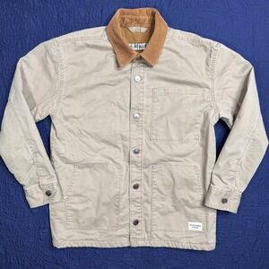 Abercrombie Kids Tan Canvas Chore Jacket Fleece Lined Corduroy Collar 13/14